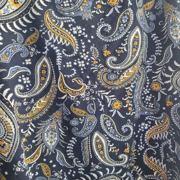 Paisley blue square neck short sleeved top 26/28 maximalist‎ artsy boho - Picture 4 of 11